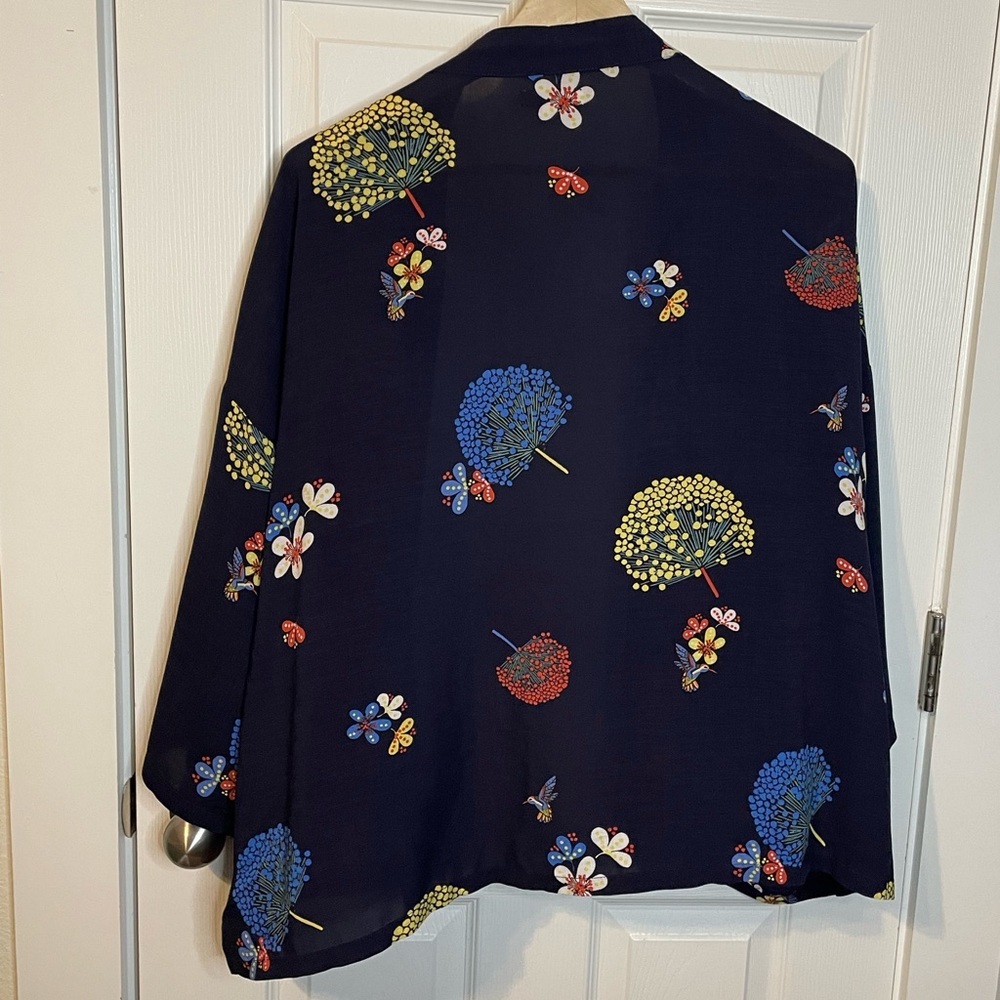 NWOT LOFT boho floral & navy open kimono / wrap sz XS/S - Picture 4 of 9